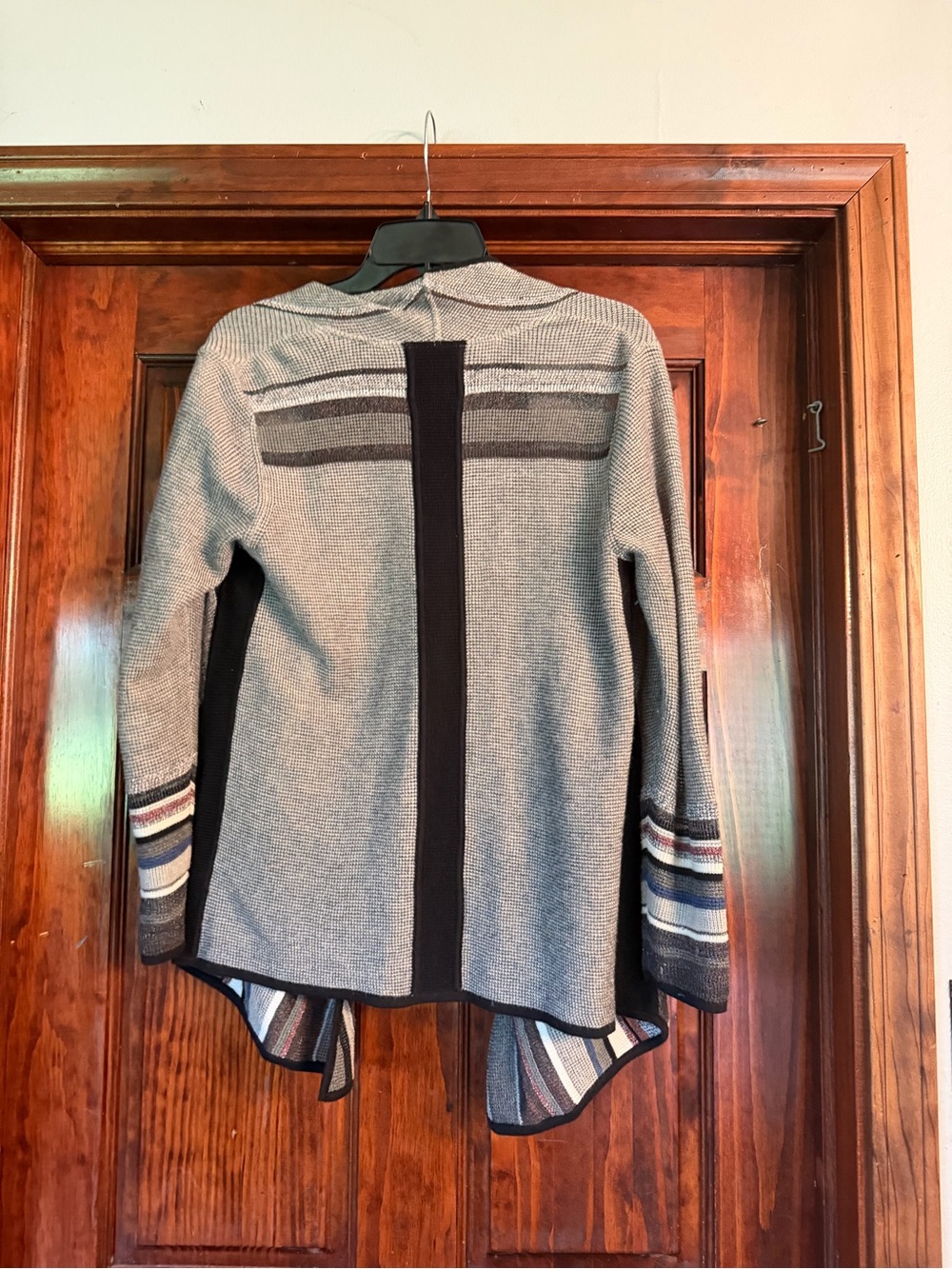 NIC+ZOE Gray Multi Striped Open-Front Cardigan - Picture 2 of 3